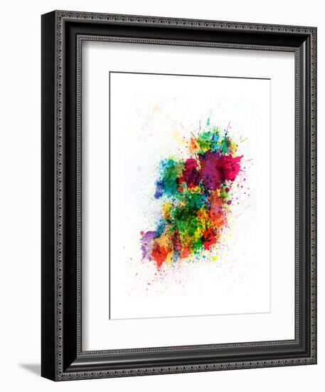 Ireland Map Paint Splashes-Michael Tompsett-Framed Art Print