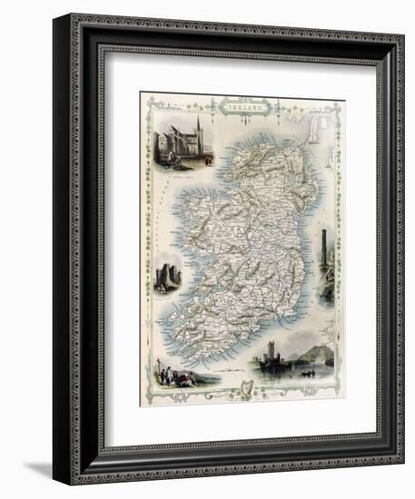 Ireland Old Map. Created By John Tallis, Published On Illustrated Atlas, London 1851-marzolino-Framed Art Print