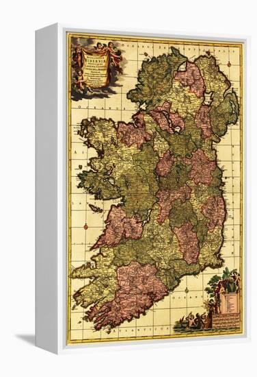 Ireland - Panoramic Map-Lantern Press-Framed Stretched Canvas