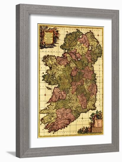 Ireland - Panoramic Map-Lantern Press-Framed Premium Giclee Print