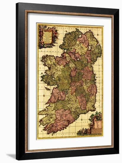 Ireland - Panoramic Map-Lantern Press-Framed Premium Giclee Print