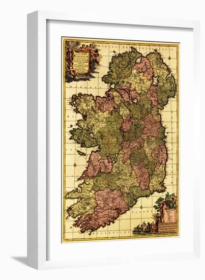 Ireland - Panoramic Map-Lantern Press-Framed Premium Giclee Print