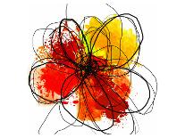 Red Abstract Brush Splash Flower I-Irena Orlov-Art Print