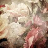 Art Floral Vintage Light Sepia Blurred Background with White Roses and Peonies-Irina QQQ-Art Print