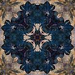 Art Nouveau Geometric Ornamental Vintage Pattern in Beige and Blue Colors-Irina QQQ-Art Print