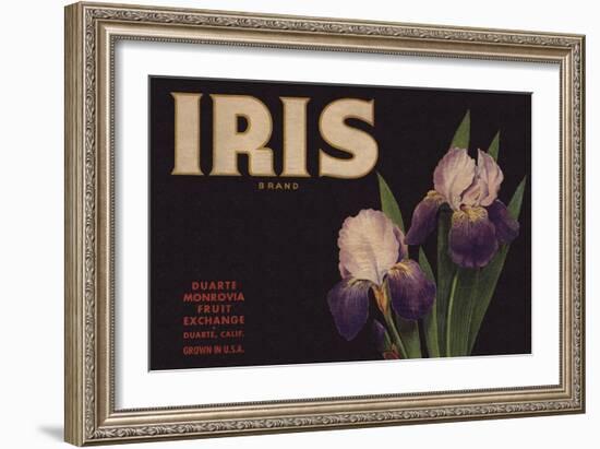 Iris Brand - Duarte, California - Citrus Crate Label-Lantern Press-Framed Art Print