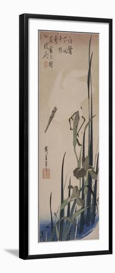 Iris et héron blanc-Ando Hiroshige-Framed Giclee Print