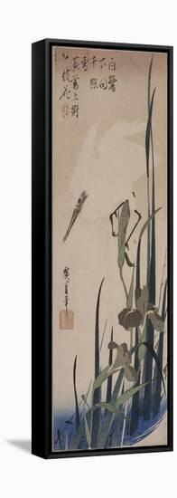 Iris et héron blanc-Ando Hiroshige-Framed Premier Image Canvas