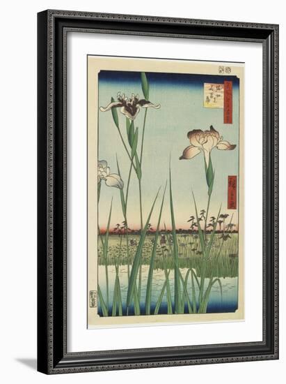 Iris Garden at Horikiri, May 1857-Utagawa Hiroshige-Framed Giclee Print