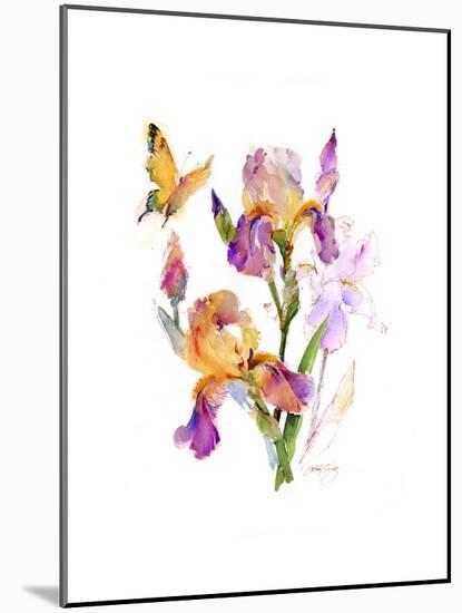 Iris with Yellow Butterfly, 2016-John Keeling-Mounted Giclee Print
