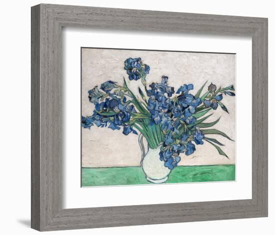 Irises, 1890 (White Vase)-Vincent Van Gogh-Framed Art Print