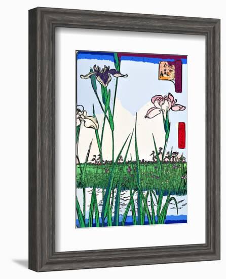 Irises a Pond-Ando Hiroshige-Framed Giclee Print