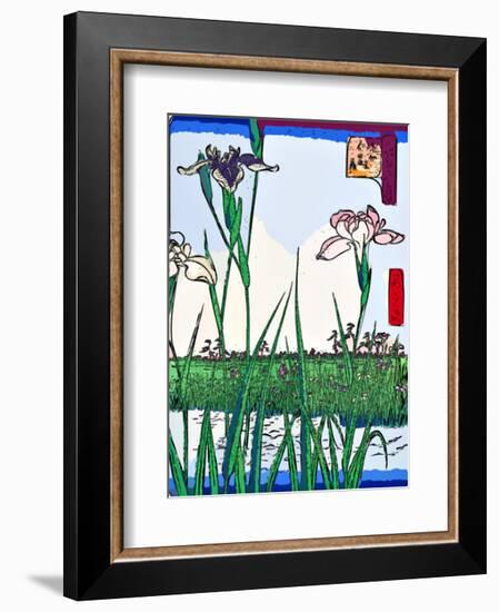 Irises a Pond-Ando Hiroshige-Framed Giclee Print