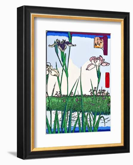 Irises a Pond-Ando Hiroshige-Framed Giclee Print