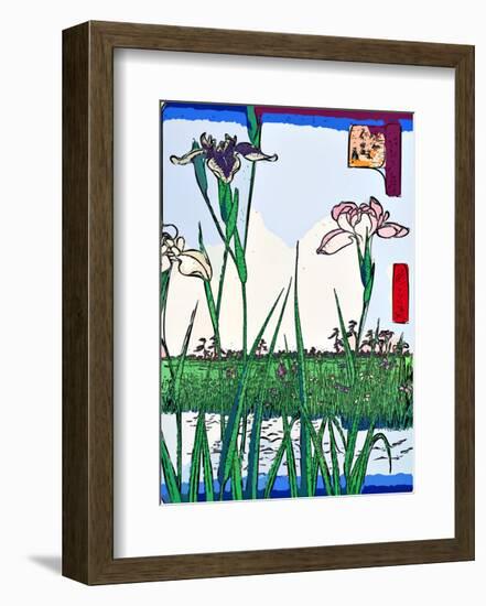 Irises a Pond-Ando Hiroshige-Framed Giclee Print