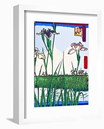 Irises a Pond-Ando Hiroshige-Framed Giclee Print