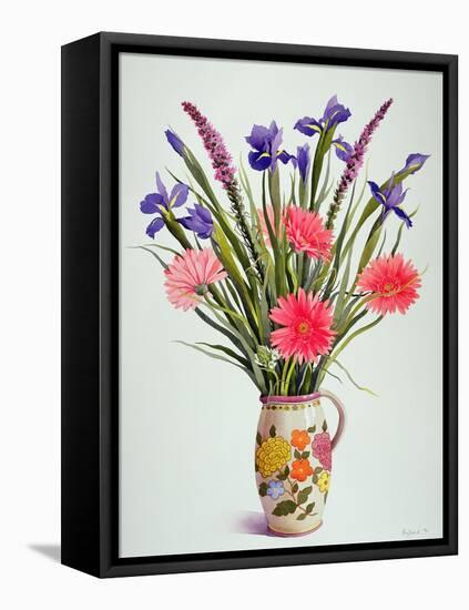 Irises and Berbera in a Dutch Jug-Christopher Ryland-Framed Premier Image Canvas