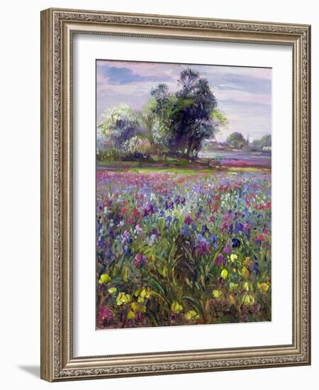 Irises and Distant May Tree, 1993-Timothy Easton-Framed Giclee Print