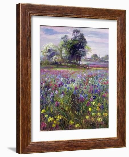 Irises and Distant May Tree, 1993-Timothy Easton-Framed Giclee Print