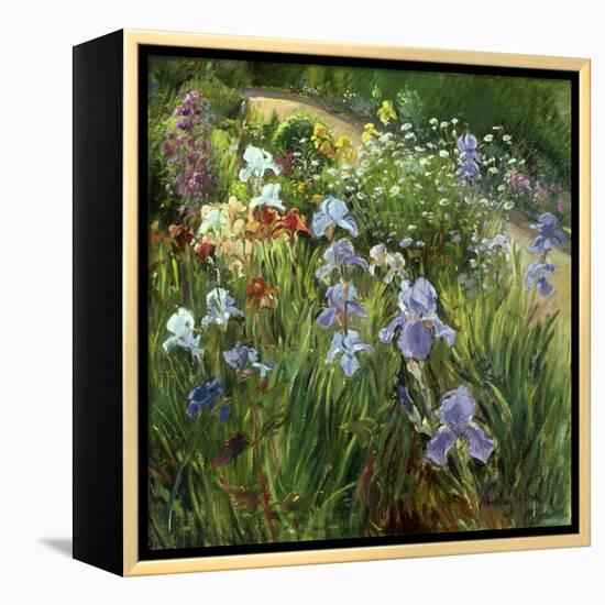 Irises and Oxeye Daisies, 1997-Timothy Easton-Framed Premier Image Canvas