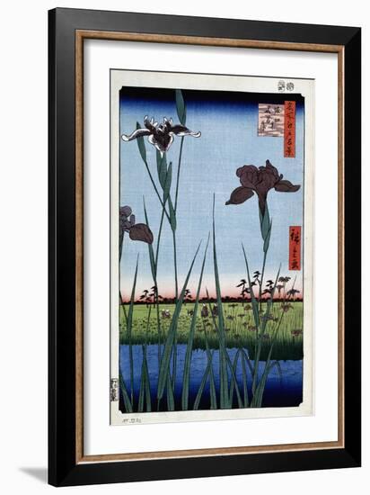 Irises at Horikiri (One Hundred Famous Views of Ed), 1856-1858-Utagawa Hiroshige-Framed Giclee Print