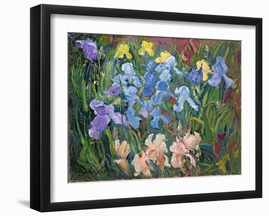 Irises: Pink, Blue and Gold, 1993-Timothy Easton-Framed Giclee Print