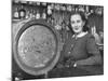 Irish Barmaid at Airport Bar with Keg of Guinness Beer-Nat Farbman-Mounted Premium Photographic Print