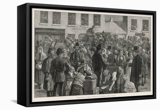 Irish Emigrants Preparing to Sail to America from Clifden County Galway-A. O'kelly-Framed Premier Image Canvas
