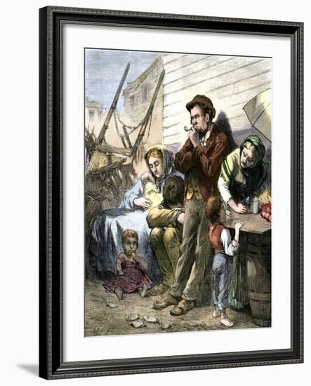Irish Immigrant Family on a Summer Evening in the Shantytown at the Five Points, New York City-null-Framed Giclee Print