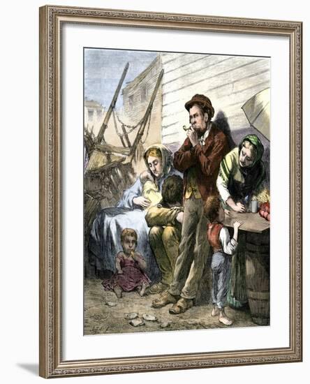 Irish Immigrant Family on a Summer Evening in the Shantytown at the Five Points, New York City-null-Framed Giclee Print