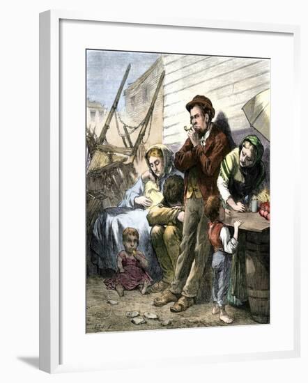 Irish Immigrant Family on a Summer Evening in the Shantytown at the Five Points, New York City-null-Framed Giclee Print