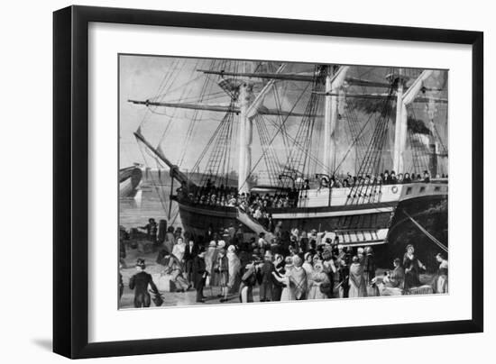Irish Immigrants Disembarking at New York, 1855-null-Framed Art Print