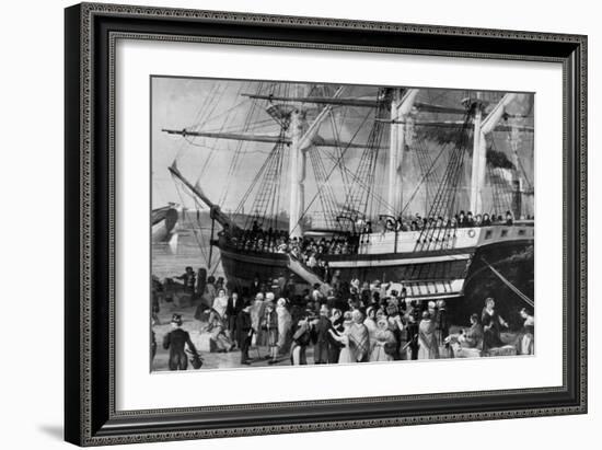 Irish Immigrants Disembarking at New York, 1855-null-Framed Art Print