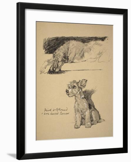 Irish Wolfhound and Wire-Haired Terrier, 1930, Just Among Friends, Aldin, Cecil Charles Windsor-Cecil Aldin-Framed Giclee Print