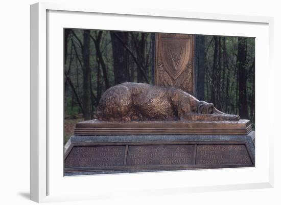 Irish Wolfhound on the Monument to NY's Irish Brigade, Little Round Top, Gettysburg Battlefield-null-Framed Photographic Print