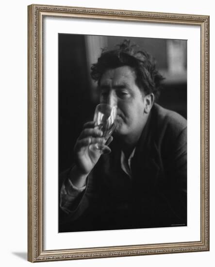 Irish Writer Brendan Behan, Embodiment of Ragged Poet Character in Many of Sean O'Casey's Plays-Gjon Mili-Framed Premium Photographic Print