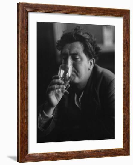 Irish Writer Brendan Behan, Embodiment of Ragged Poet Character in Many of Sean O'Casey's Plays-Gjon Mili-Framed Premium Photographic Print