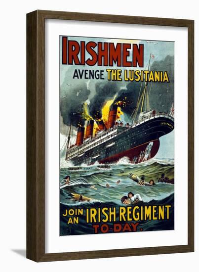 Irishmen - Avenge the Lusitania. Join an Irish Regiment Today', 1915-null-Framed Giclee Print