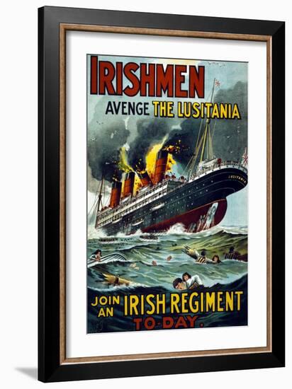 Irishmen - Avenge the Lusitania. Join an Irish Regiment Today', 1915-null-Framed Giclee Print