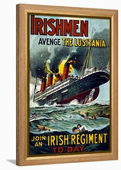 Irishmen - Avenge the Lusitania. Join an Irish Regiment Today', 1915-null-Framed Premier Image Canvas