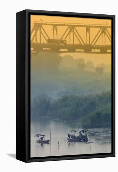 Iron bridge over the Red River in Hanoi, Vietnam, Indochina, Southeast Asia, Asia-Alex Robinson-Framed Premier Image Canvas