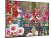 Iron Fence with Hollyhocks-William Vanderdasson-Mounted Giclee Print