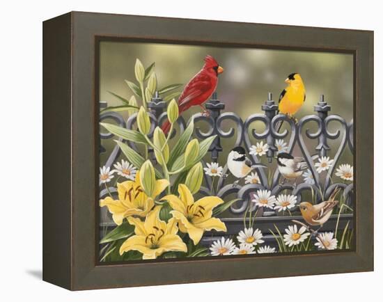 Iron Fence with Lilies-William Vanderdasson-Framed Premier Image Canvas