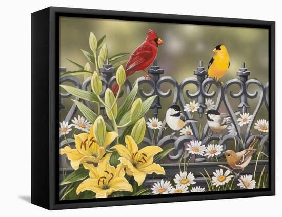 Iron Fence with Lilies-William Vanderdasson-Framed Premier Image Canvas