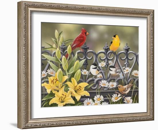 Iron Fence with Lilies-William Vanderdasson-Framed Giclee Print