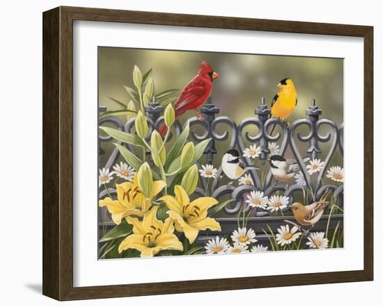 Iron Fence with Lilies-William Vanderdasson-Framed Giclee Print