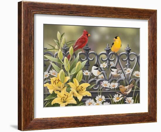 Iron Fence with Lilies-William Vanderdasson-Framed Giclee Print