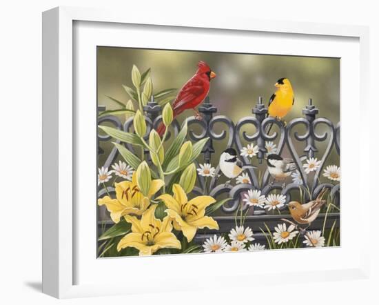 Iron Fence with Lilies-William Vanderdasson-Framed Giclee Print