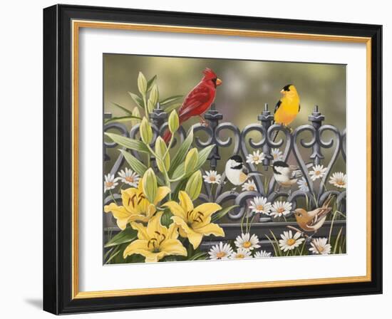 Iron Fence with Lilies-William Vanderdasson-Framed Giclee Print