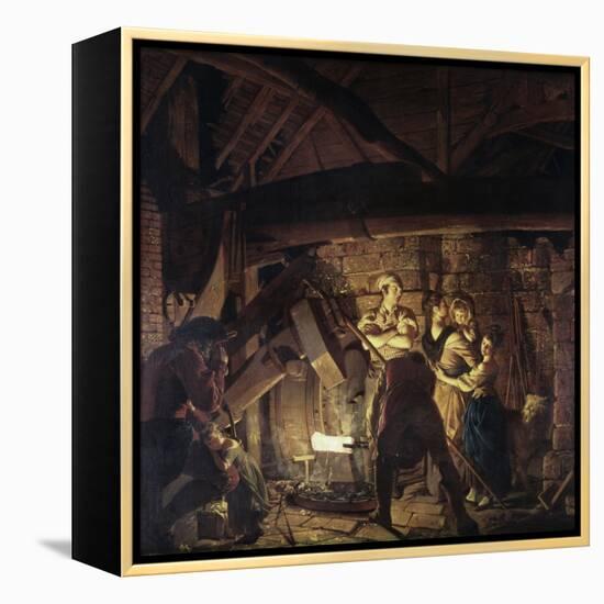 Iron Forge-Joseph Wright of Derby-Framed Premier Image Canvas